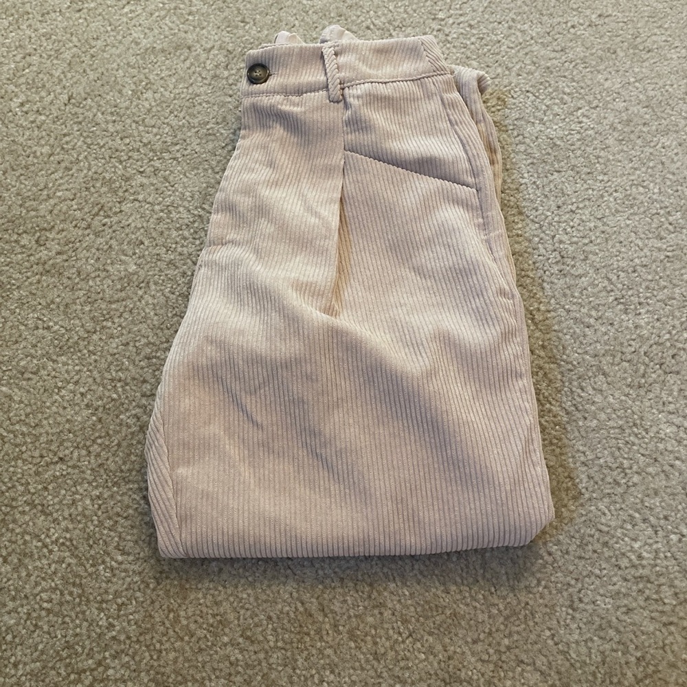 high waisted beige corduroy wide leg flared pants